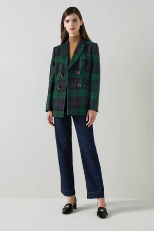LK Bennett Womens Mariner Blackwatch Tartan Tailored Jacket