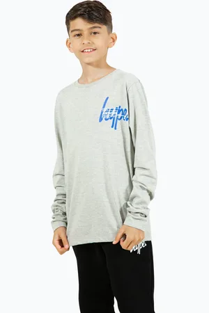 Hype Boys . Boys Marl Double Long Sleeve 100% Cotton T-Shirt