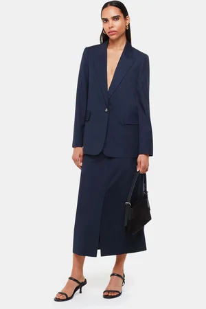 Whistles Womens Pinstripe Tailored Midi Skirt