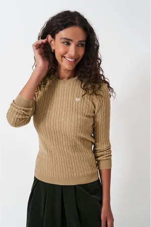 Crew Clothing Company Womens Crew Clothing Heritage Cable Crew Neck Jumper