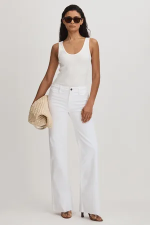 Paige Womens Braided Waist Wide Leg Jeans