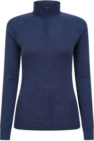 Mountain Warehouse Light Blue Womens Merino Zip Neck Thermal Top AU 10