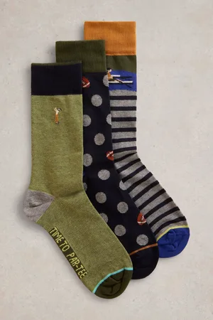 White Stuff Green Sporty Chap Ankle Socks 3 Pack M-L