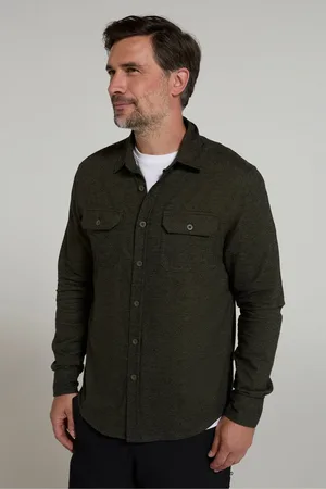 Mountain Warehouse Mens Dark Mens Trace Flannel 100% Cotton Long Sleeve Shirt