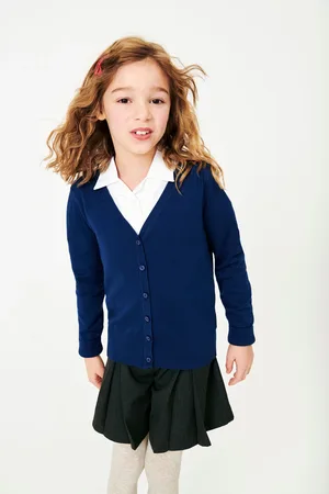 Next Girls Cotton Rich School V-Neck Cardigan (3-16yrs)