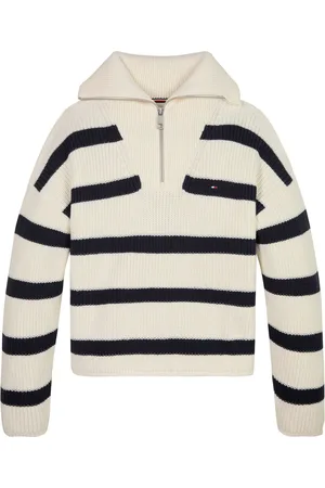 Tommy Hilfiger Girls Striped Half Zipped Sweater