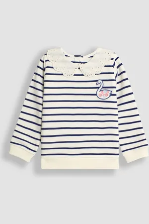 JoJo Maman Bébé Girls Swan Embroidered Peter Pan Sweatshirt