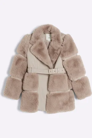 River Island Girls Girls Panelled Faux Fur Coat