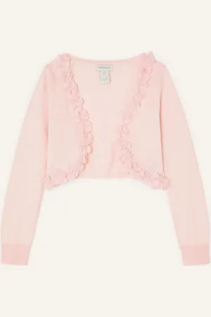 Monsoon Girls 3D Floral 100% Cotton Trim Cardigan