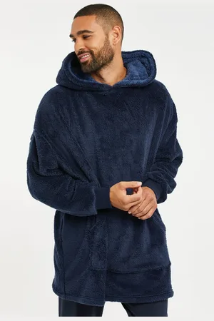Threadbare Navy Blue Borg Oversized Loungewear Hoodie M