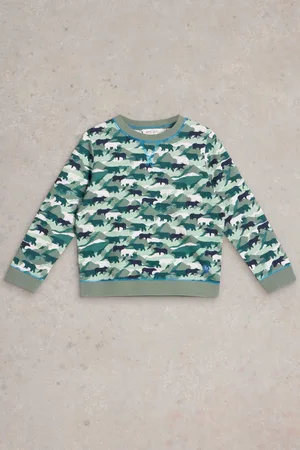 White Stuff Boys 100% Organic Cotton Ned Camo Sweater