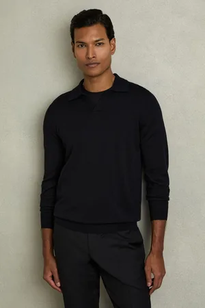 Reiss Milburn Merino Wool Half-Zip Polo Shirt M