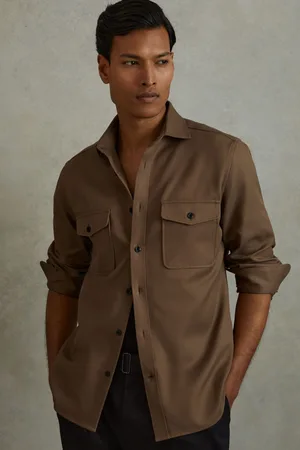 Reiss Mens Tobacco Arlo Cotton Canvas Overshirt