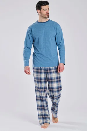 Loungeable Mens Jersey Top With Brushed Check Trousers