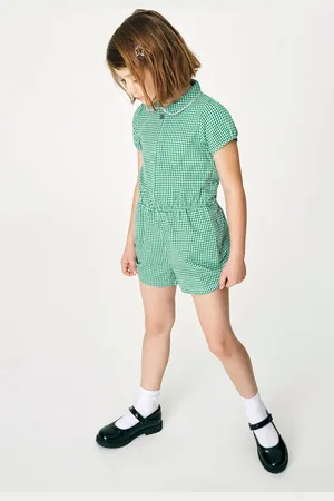 Next Girls Zip Front Cotton Rich Gingham School Playsuit (3-14yrs)