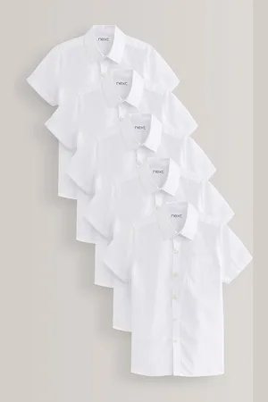 Next Boys Slim Fit 5 Pack Short Sleeve School Shirts (3-17yrs)