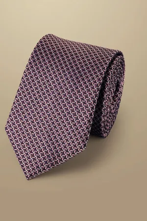 Charles Tyrwhitt Mens Semi Plain Silk Stain Resist Pattern Tie