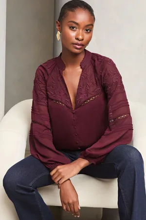 Lipsy London Womens Long Sleeve Grandad Collar Blouse