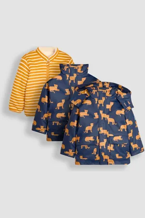 JoJo Maman Bébé Boys Navy Leopard 3 in 1 Waterproof Jacket