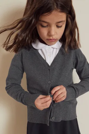 Next Girls Cotton Rich School V-Neck Cardigan (3-16yrs)