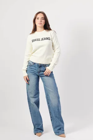 Guess Cream 100% Cotton Logo Knit Jumper XL