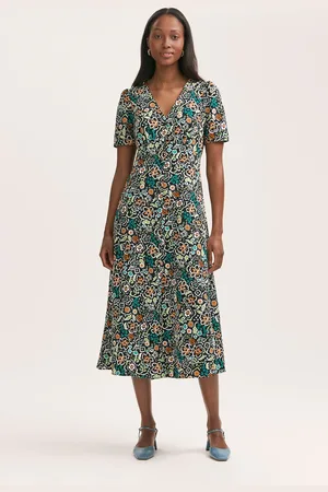 Finery London Martina Floral Print Midi Tea Dress AU 24