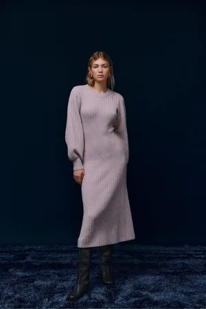 VILA Long Sleeve Rib Knitted Maxi Dress AU 8