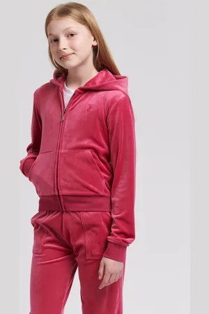 Juicy Couture Girls Girls Tonal Velour Zip Through Hoodie