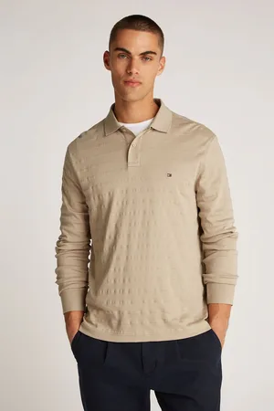 Tommy Hilfiger Regular Fit Jacquard Stripe Long Sleeve 100% Cotton Polo Shirt XL