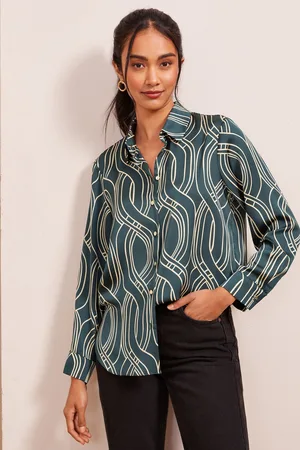Friends Like These Womens Satin Long Sleeves Button Through Shirt