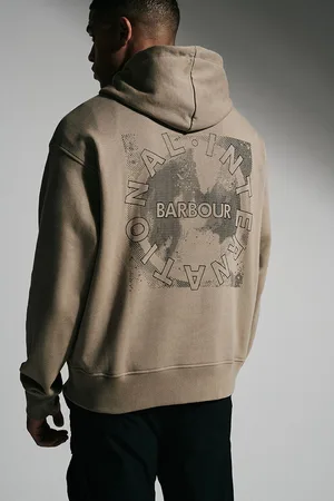 Barbour Mens Mapped Back Graphic 100% Cotton Hoodie