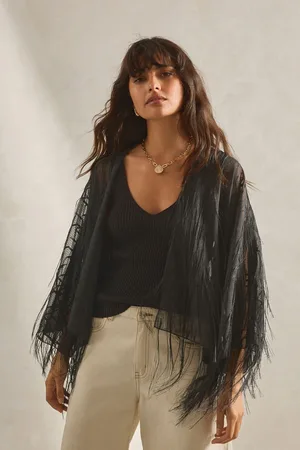 Next Womens Fringe Short Kimono Cover-Up