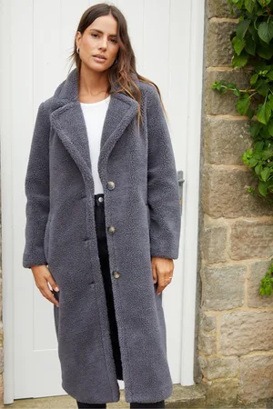 Threadbare Womens Longline Borg Coat