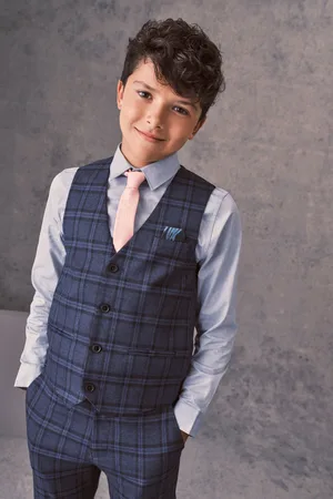 Next Boys Check Waistcoat, Shirt & Tie Set Waistcoat (12mths-16yrs)