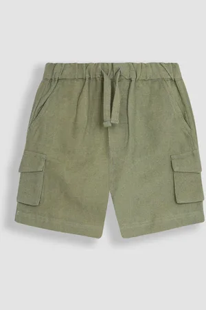 JoJo Maman Bébé Boys Khaki Cotton Linen Summer Shorts