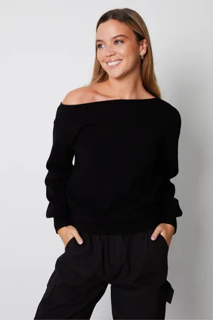Threadbare Womens Curve Slash Neck Knitted Jumper