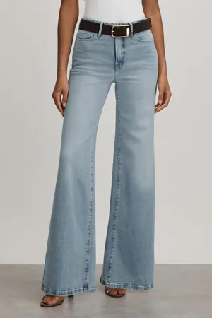 GOOD AMERICAN Womens Pale Palazzo Jeans