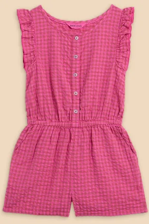 White Stuff Girls Gingham 100% Cotton Playsuit