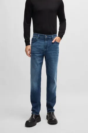 HUGO BOSS Mens Regular Fit Maine Comfort-Stretch Denim Jeans