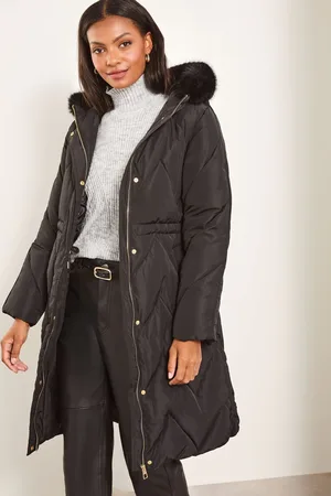 Lipsy London Womens Shower Resistant Quilted Padded Parka Coat