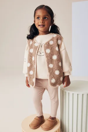Next Girls Neutral Gilet, Sweatshirt & Leggings 3 Piece Set (3mths-7yrs)