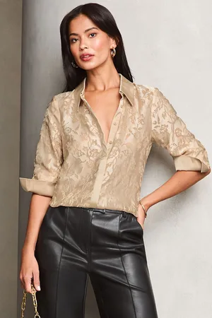 Lipsy London Womens Champagne Long Sleeve Button Through Shirt