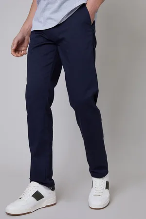 Threadbare Mens Navy Regular Fit Cotton Chino Trousers with Stretch