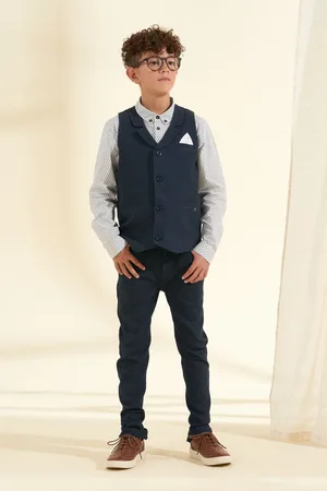Angel & Rocket Boys Bernard Textured 100% Cotton Waistcoat