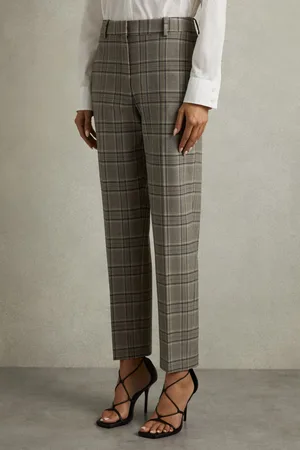 Reiss Womens Check Tamy Petite Checked Slim Fit Suit Trousers