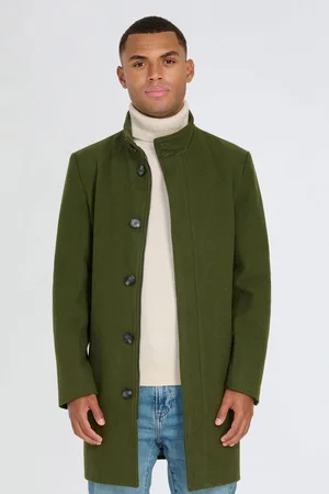 Harry Brown Mens George Wool Melton Coat with Funnel Neck