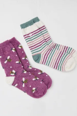 Fat Face Womens FatFace Cosy Bee Socks 2 Pairs
