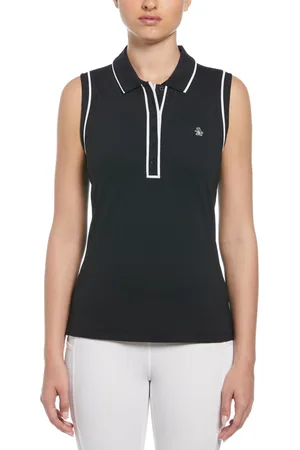Original Penguin Womens Sleeveless Polo Shirt with Piping