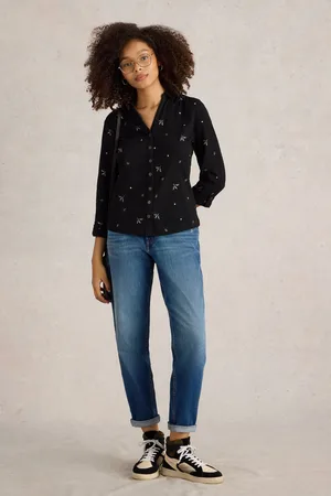 White Stuff Womens 100% Cotton Annie Embroidered Shirt