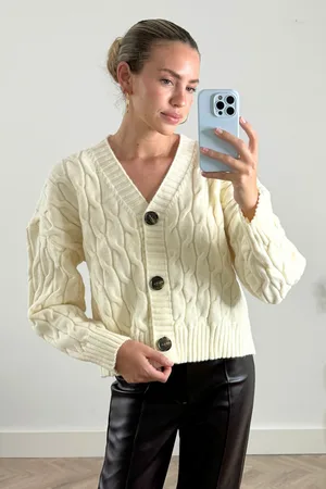 Style Cheat Womens Polly Cable Knit Chunky Cardigan